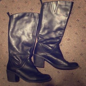 Vintage Black Leather Boots Size 8